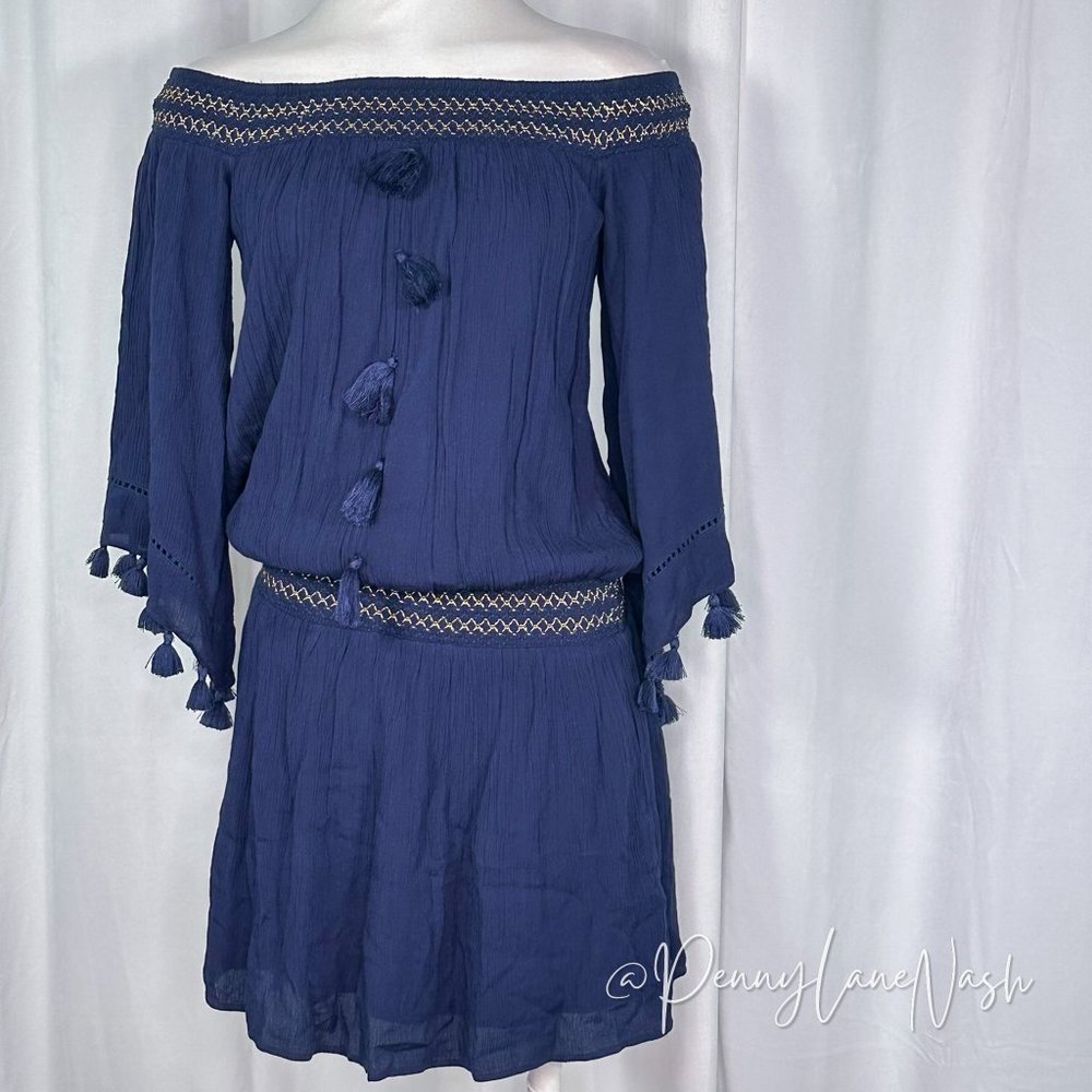 NWT Lilly Pulitzer Off The Shoulder Joelle Dress True Navy - Picture 3 of 13
